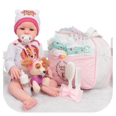 Imagem de Boneca Reborn Bebê Realista Abigail Com Kit Bolsa Acessórios - Cegonha