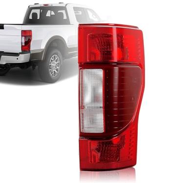 Imagem de Conjunto de lâmpada traseira de luz traseira RH [com ponto cego] compatível com Ford F250 F350 Super Duty 2020 2021 2022 lâmpadas de freio traseiro de halogênio lado direito do passageiro, lente clara
