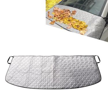 Imagem de CyperFair Capa de chuva para para-brisa de carro, folha dobrável e escudo à prova de neve, sombra protetora de adsorção de limpador com alça fixa à prova de vento, proteção universal contra luz solar