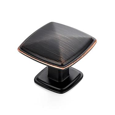 Imagem de Ravinte Pacote com 25 puxadores quadrados de bronze polido a óleo para armário de cozinha com furo único para gaveta de cômoda puxadores de gaveta puxadores de armário puxadores de armário