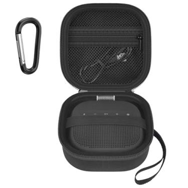 Imagem de Capa compatível com alto-falante Bose SoundLink Micro Bluetooth de 2ª geração, caixa organizadora de armazenamento portátil com bolso de malha para cabo USB e acessórios - preta (apenas bolsa)