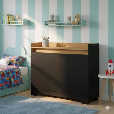 Imagem de Cômoda Organizadora Multiuso Armário para Quartos (PRETO FREIJO)