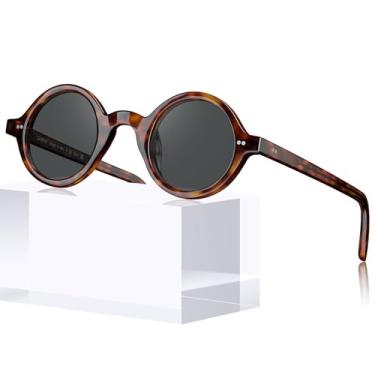 Imagem de Óculos de Sol CARFIA CA2501 Masculino - Redondo Retrô em Acetato para Rostos Pequenos com Lentes Polarizadas - Clássico e Estiloso