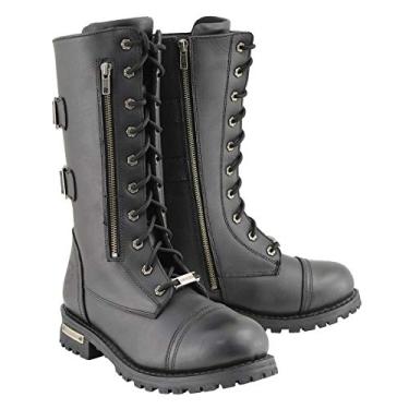 Imagem de Milwaukee Leather Bota masculina tática tática preta de couro com zíper e bolso de armazenamento MBM9069-10