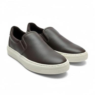 Imagem de Sapatenis Casual Masculino Polo London Club, Tênis Slip On Iate sem Cadarço Cano Baixo Couro Confort Premium (Café, BR, Adulto, Numérico, 41)