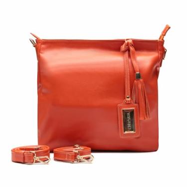 Imagem de Bolsa Sacola Feminina Faculdade Pós Graduação Couro Sifra (LARANJA)