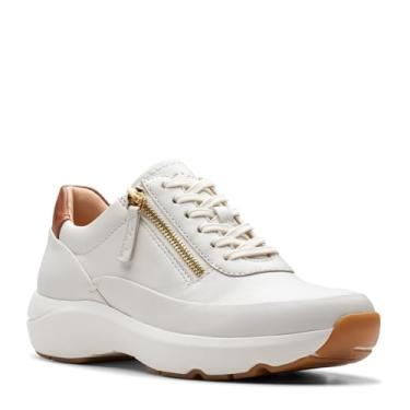 Imagem de Clarks Tênis feminino com zíper Tivoli, Couro off-white, 35