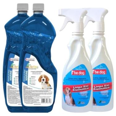 Imagem de Kit 2 Limpa Xixi Enzimático Cachorro 500ml + 2 Desinfetantes 2L - Marine - Be Dog