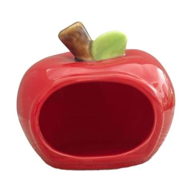 Imagem de IEUDNS Casinha de cerâmica para hamster, comedouro em formato de fruta, para hamster, esquilo e outros pequenos animais, como ratos e outros bichos, Vermelho