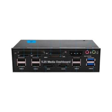 Imagem de Leitor De Cartão De Mídia 5.25" USB 2.0 3.0 e-SATA SATA Para Painel Fr