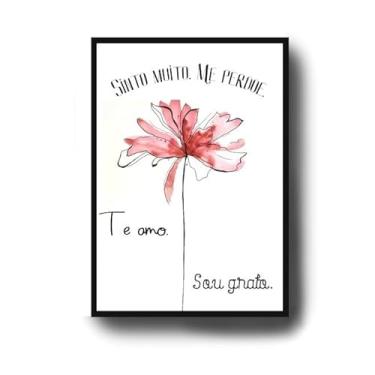 Imagem de Quadro Sinto muito. Me perdoe. Te amo. Sou grato. Ho'oponopono Tamanho A3 com Moldura