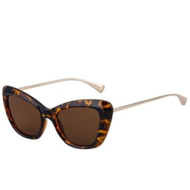 Imagem de JRLLFD Óculos de sol de metal feminino luxuoso masculino para atividades ao ar livre UV400 (marrom leopardo)