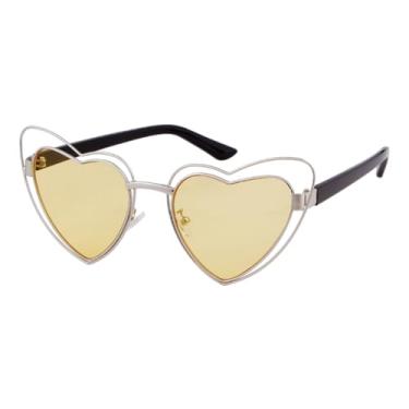 Imagem de HCHES Óculos de Sol Femininos Femininos em Formato de Coração Vermelho com Lentes Rosa Vazadas em Metal e Proteção UV400 (3)