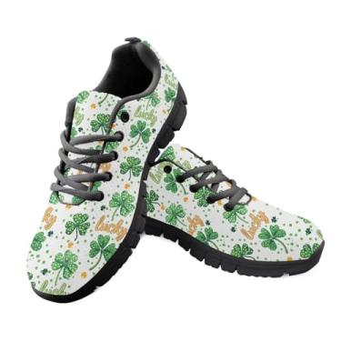 Imagem de Bigcardesigns Tênis esportivo feminino, leve, moderno, para corrida, corrida, design floral colorido, St. Patrick Leave White, 40