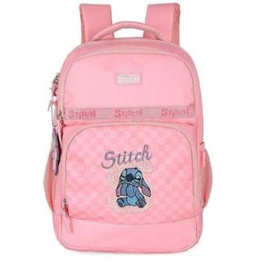 Imagem de Mochila de Costas Luxcel Stitch Quadriculado Rosa-Feminino