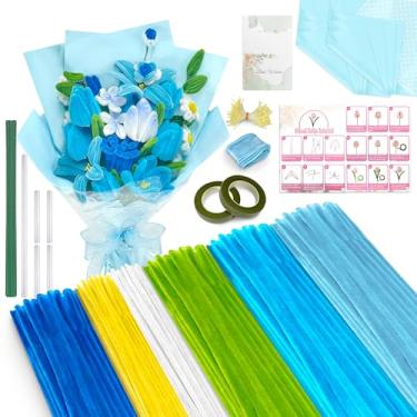 Imagem de LINAYE 500 peças de limpeza de cachimbo artesanal, 6 cores limpadores de cachimbo, kit de flores, hastes de chenille para artesanato com papel de embrulho de instruções, estames de flores, hastes de