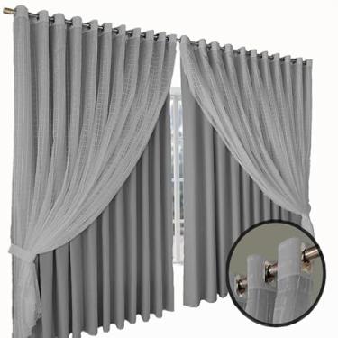 Imagem de cortina para quarto e sala blecaute Ana 5,00 x 2,50 cinza