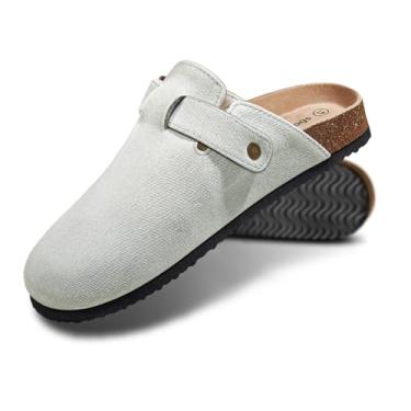 Imagem de KEMISANT Tamancos Masculinos - Sandálias Confortáveis De Camurça, Mules, Chinelos, Sapatos Enfermeira, Batata, Unissex, Cortiça Acolchoada, Palmilha (Azul Cambridge 14 Mulheres/12 Homens)