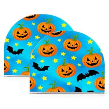 Imagem de Wassud Porta-guardanapos de acrílico para morcegos de abóboras de Halloween, dispensador de guardanapo de papel moderno em forma de U para mesa, cozinha, sala de jantar, bancada 2 peças (comporta 50