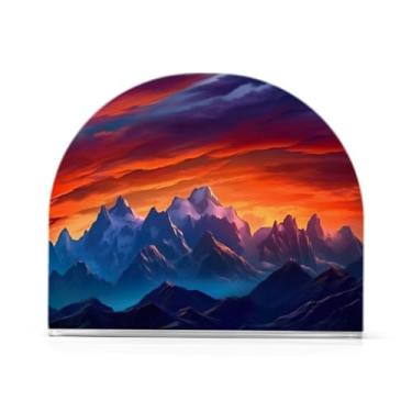 Imagem de Wassud Montanha de pintura a óleo (2) porta-guardanapos de acrílico, dispensador de guardanapo de papel moderno em forma de U para mesa, cozinha, sala de jantar, bancada 1 peça (comporta 50-60