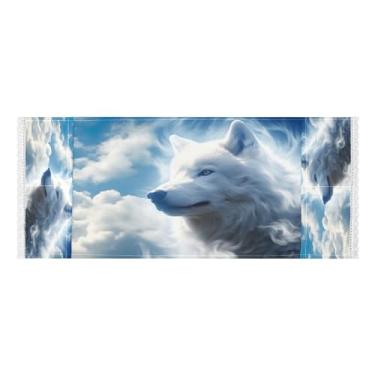 Imagem de Wassud Capas de lavadora e secadora de lobos de nuvem branca, protetor de lavadora com sacos de armazenamento, capa de geladeira à prova de poeira com bolsos para lavanderia doméstica, cozinha, 120 x