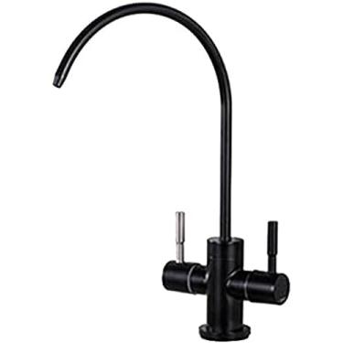 Imagem de Torneira de filtro de água potável torneira de pia de cozinha preta rotação 360 torneira purificador de pia de cozinha serve para todos os sistemas de filtro de água e sistemas de osmose reversa-A, B