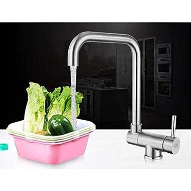 Imagem de Torneira 360 rotativa dobrável níquel escovado torneira de cozinha aço inoxidável sem chumbo torneira pia banheiro torneira