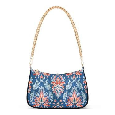 Imagem de CEBUGI Bolsas transversais femininas bolsa de ombro com estampa floral, bolsa clutch elegante com alça de corrente