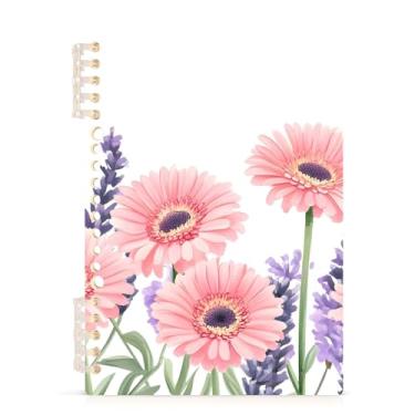 Imagem de Burbuja Caderno Daisies Lavanda, Papel pautado universitário A5 com 60 folhas, fichário para escritório, 1 pacote