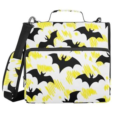 Imagem de Burbuja Pasta de fichário com zíper de linha amarela com 3 anéis com lixa expansível e alça de ombro para laptop de 13 polegadas, vários bolsos para trabalho de escritório