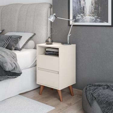 Imagem de Mesa de Cabeceira Like pés em madeira com 2 gavetas e nicho - cores - 