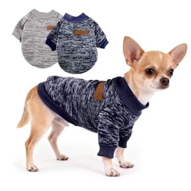 Imagem de hoyuwak 2 peças de suéteres para cães pequenos, quente, inverno, outono, tricô, filhotes, roupas grossas, para chihuahua yorkie