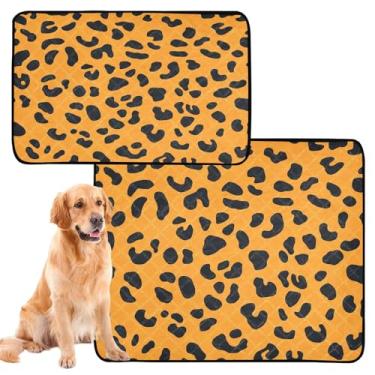 Imagem de CEBUGI Almofadas de xixi laváveis para cães, pacote com 2, almofadas impermeáveis para filhotes de cachorro, antiderrapante, à prova de vazamento, para cama de cercadinho, estampa de leopardo
