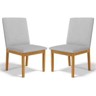 Imagem de Kit Com 2 Cadeiras Daniela Madeira Maciça Estofada Para Mesa De jantar