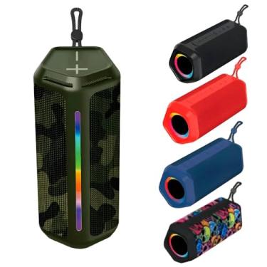 Imagem de Caixa de Som Bluetooth MTS-6002, 16W, IPX6 Resistente à Água, LED RGB, Bateria 1500mAh, 21x9x9.3cm, Portátil