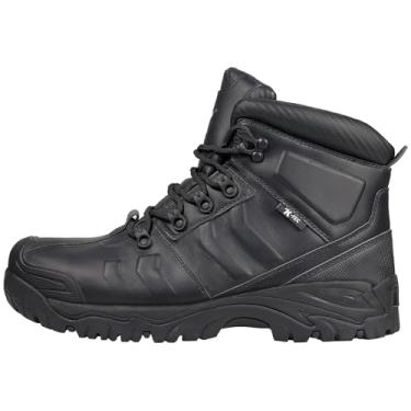 Imagem de K by Kexin Bota masculina de trabalho com bico de aço, durável e impermeável, couro de flor integral mais espessa, resistente a óleo/antiderrapante, à prova de perfuração, segurança ASTM F2413