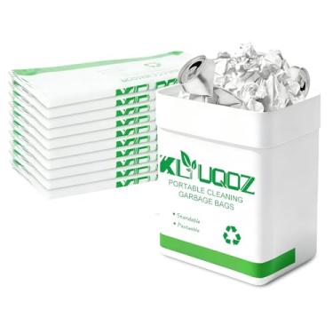 Imagem de Sacos de lixo descartáveis de carros, pacote com 100, saco de lixo autoadesivo de viagem para carros, cozinhas, quartos, escritórios, viagens e acampamento, sacos de limpeza de topo aberto (25,7 x 5,8