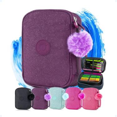 Imagem de Estojo Grande Compartimentos C/ Elásticos Box Jumbo Feminino - Hxt, Ro