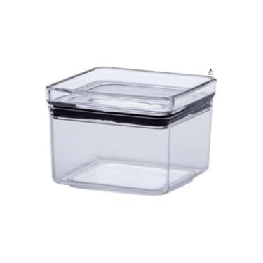 Imagem de Pote Hermético Quadrado 480ML, Plástico Acrílico, Empilhável, Livre de BPA, 10x10x8cm, 120g