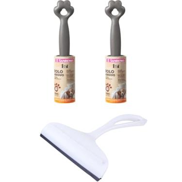 Imagem de Kit 1 Rodo de pia Branco e 2 Rolo Adesivo Tira Pelo com 60 folhas, Linha Pet