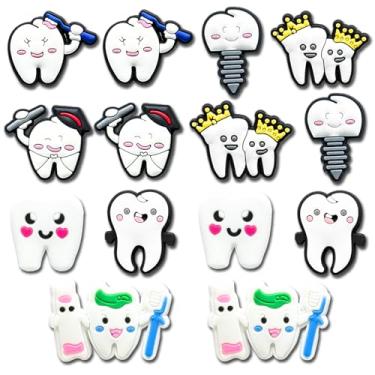 Imagem de Berloques de sapatos de veículos de engenharia para carros de bombeiros para crocodilos, decorações de dentes de verão para tamancos de crocodilo, acessórios de sapatos DIY para adultos, Dentes, Small