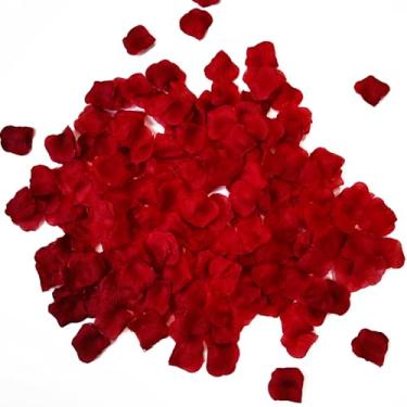 Imagem de SYLHOME Pétalas de rosa, vermelho escuro, 2500 peças, flores falsas artificiais, seda sintética, pedido de casamento, casamento, aniversário, dia dos namorados, decoração de quarto