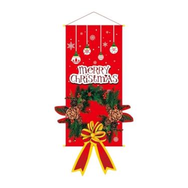 Imagem de IEUDNS Banner de Feliz Natal, Decoração de Natal, Painel de Fundo, Decoração de Festa, Enfeite de Porta, Placa Decorativa para Entrada de Festas, Grinalda