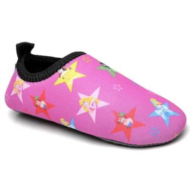 Imagem de Sapatilha Infantil Aquática Estampas Divertidas Flexível Antiderrapante Para Praia Piscina Escola Diversão Conforto (Princesas, BR, Criança de 9 a 12 anos, Numérico, 22)