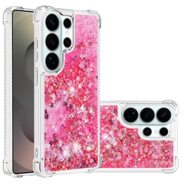 Imagem de COTDINFOR Capa para Samsung Galaxy S26 Ultra Glitter Bling Líquido Bonito Flutuante Areia movediça À Prova de Choque Protetor Durável TPU Macio Capa Transparente para Samsung Galaxy S26 Ultra Love