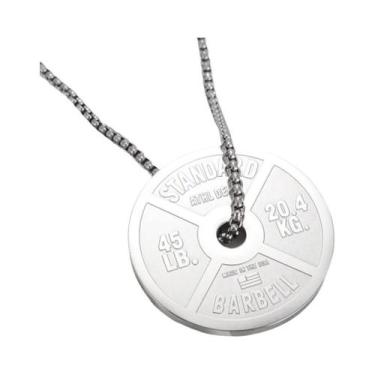 Imagem de Colar De Pingente De Halteres De Aço Titânio Unissex Punk Fitness Joia