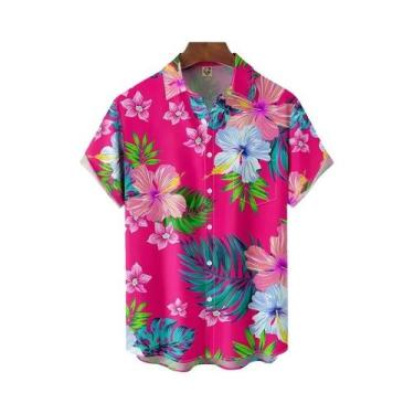 Imagem de Camisa Floral Masculina Estilo Havai Para Festas, Estilo Cuba, Com Lap