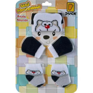Imagem de Kit Touca Meias Luvas Macia Leve Para Bebês Recém Nascidos Menino - Du
