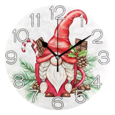 Imagem de GAIGEO Relógio de parede analógico decorativo estético silencioso sem tique-taque relógio de cozinha rústico, retrô moderno art deco decoração de parede aquarela desenho animado vermelho, 25 cm