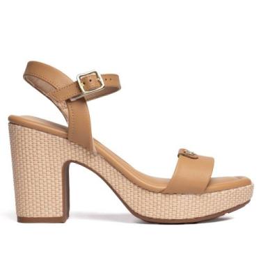 Imagem de Sandália Feminina Modare Meia Pata Napa/Tramado Caramelo, Caramelo, 37